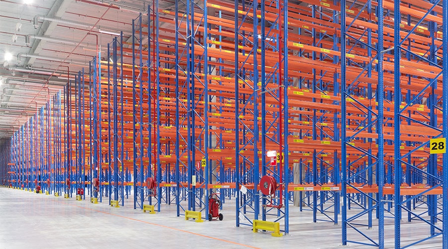 warehouse with narrow aisle racking system