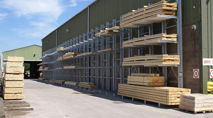 cantilever racking storing building materials
