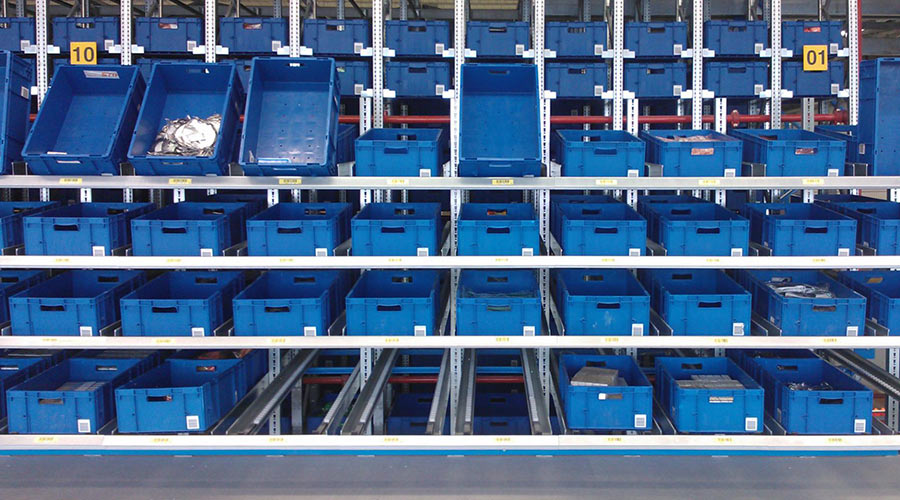 carton flow shelving system