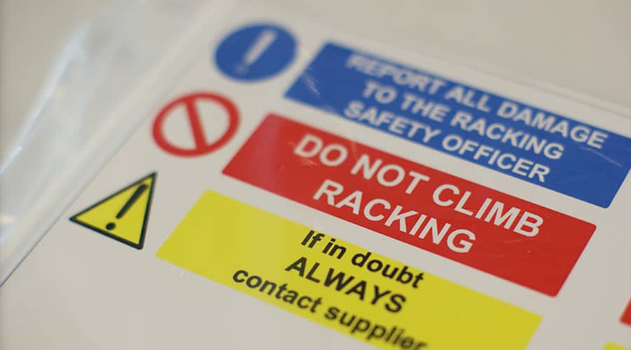 warehouse racking signs for safety