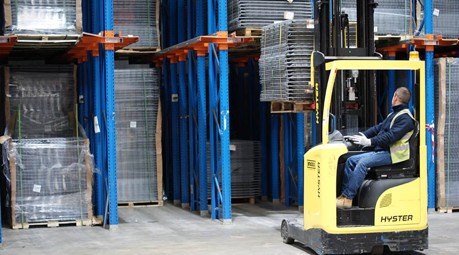 fork lift using drive-in racking