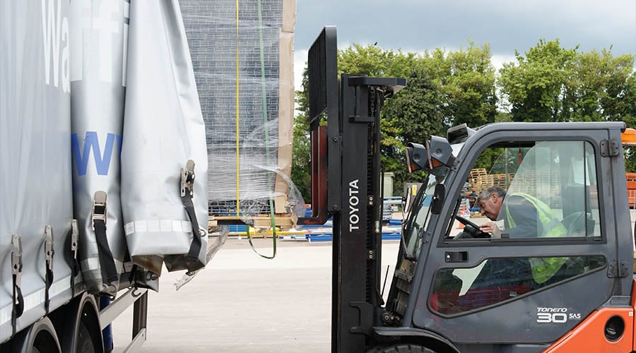 fork lift using new drive-in racking