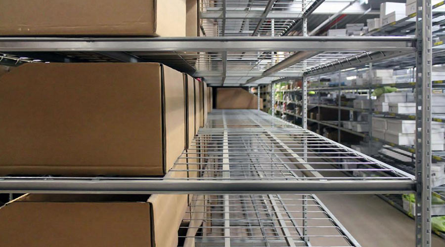 free standing shelving in a warehouse