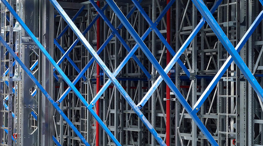 miniload shelving frame in a warehouse