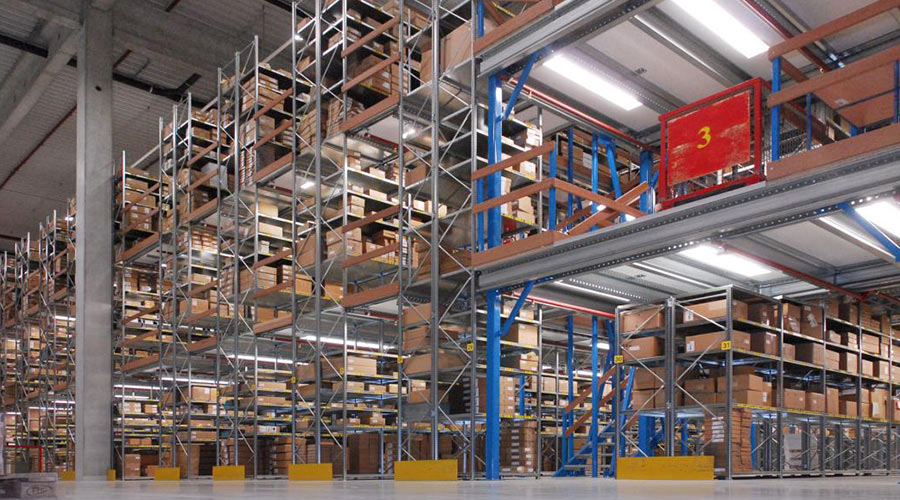 multi-tier warehouse shelving system