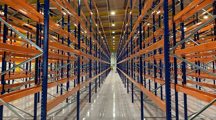 galvanised steel racking inside a warehouse