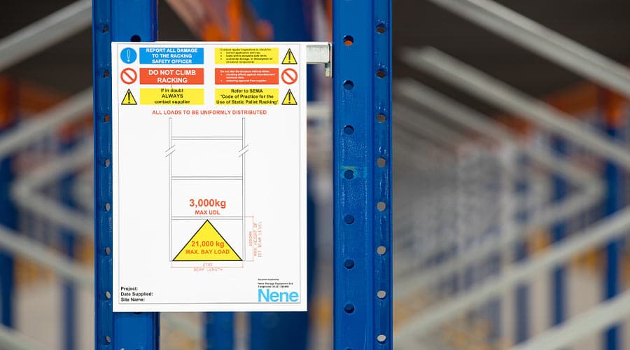 warehouse racking safety sign